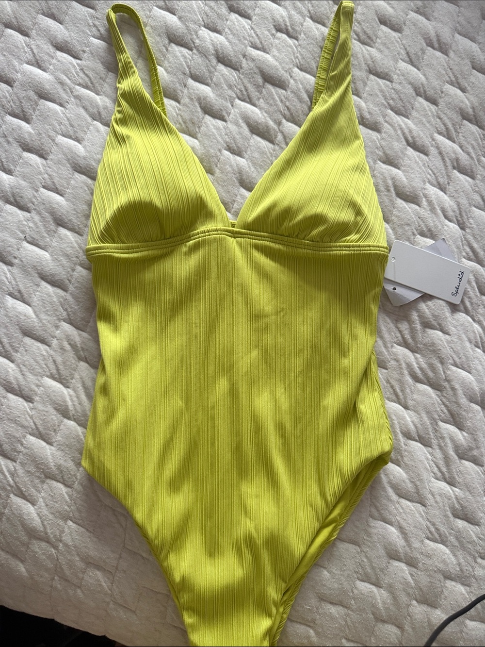 NWT Splendid Neon Ribbed One-Piece Swimsuit